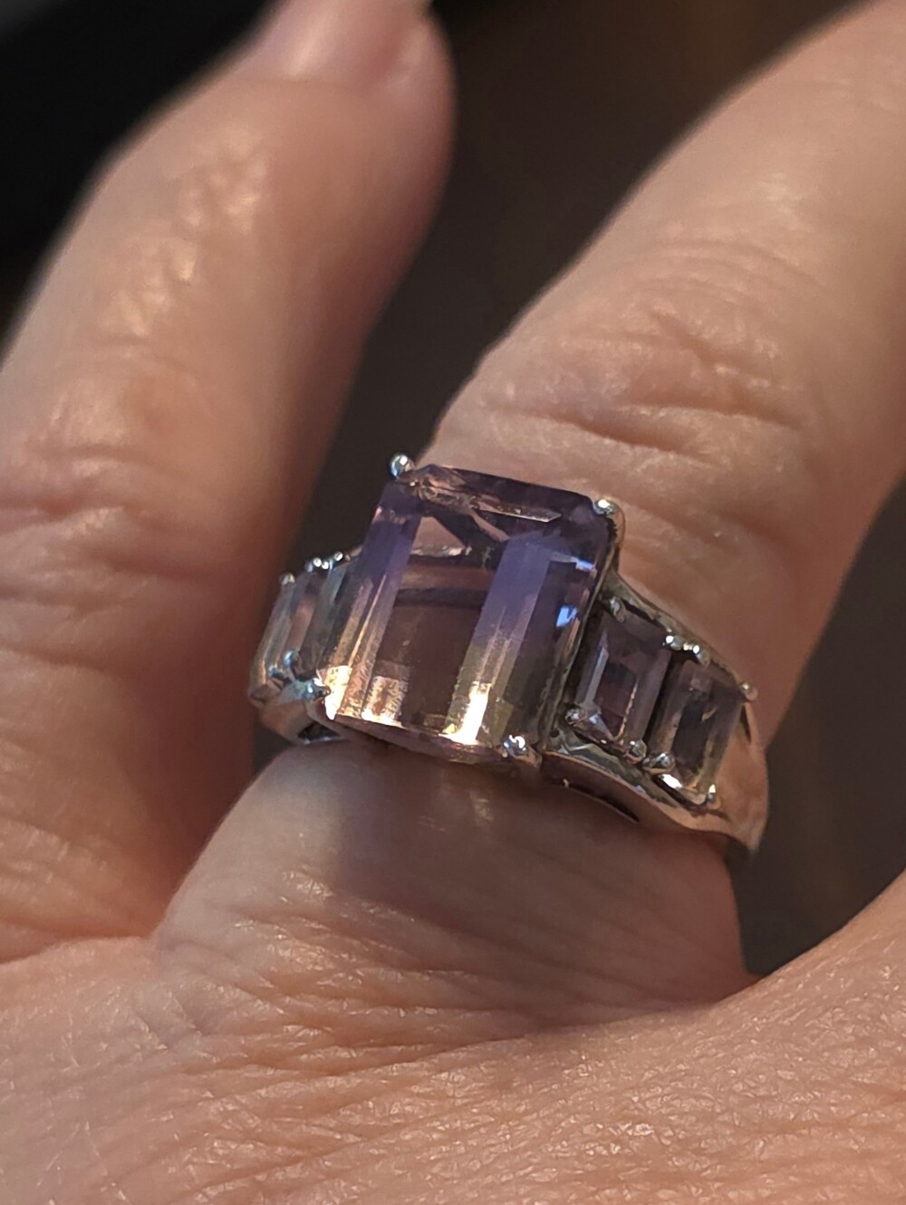 AMETRINE 5 STONE LADIES RING STERLING SILVER 925 SIZE 6